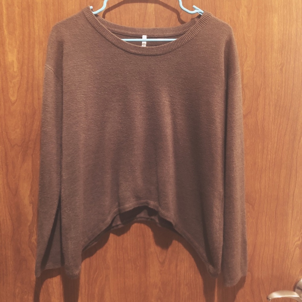 Irregular Bottom Brown Sweater